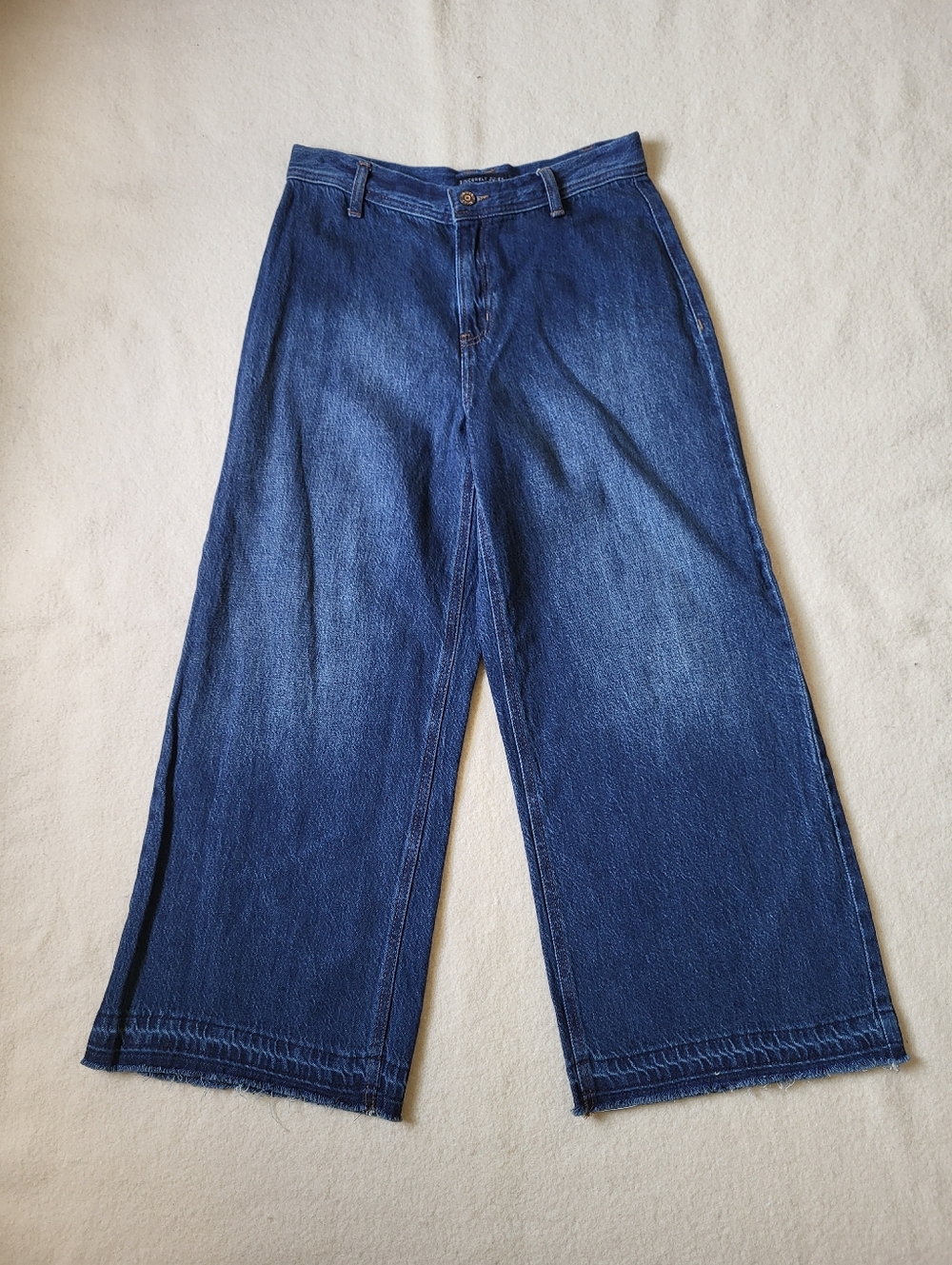 Wide Leg Pants Women's Size 5/27  Blue Cotton Blend Boho High-waisted